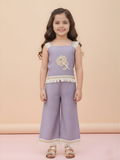 Girls Floral Embroidered 2-Piece Co-ord Set with Fringe Trim