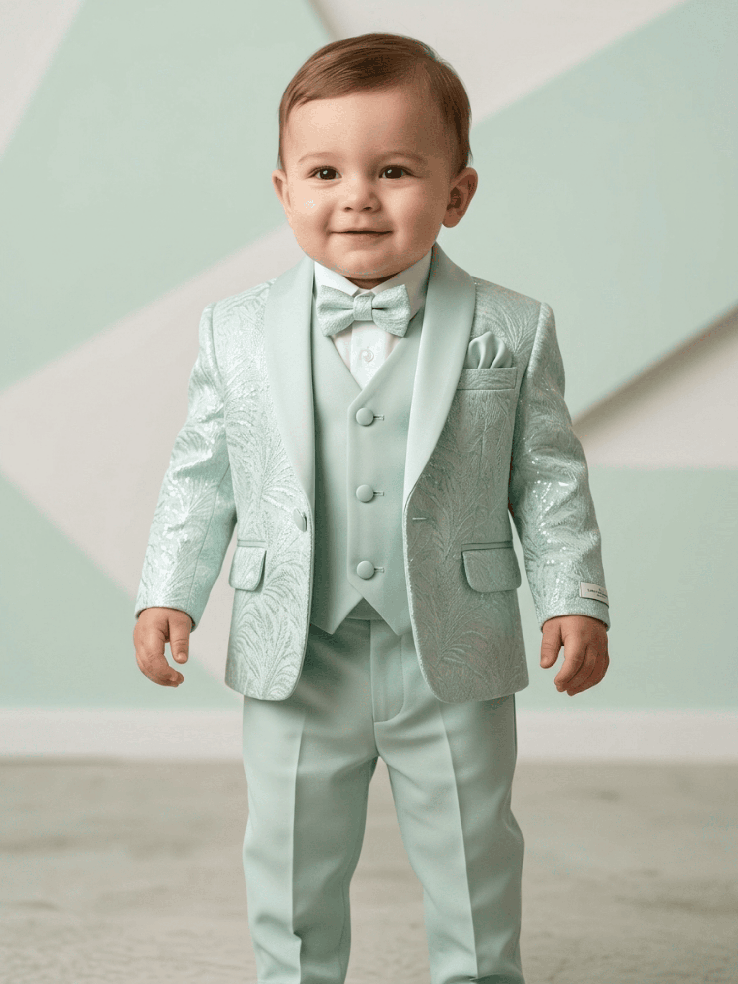 Mint Green Premium Partywear Baby Boy 4-Piece Suit Set